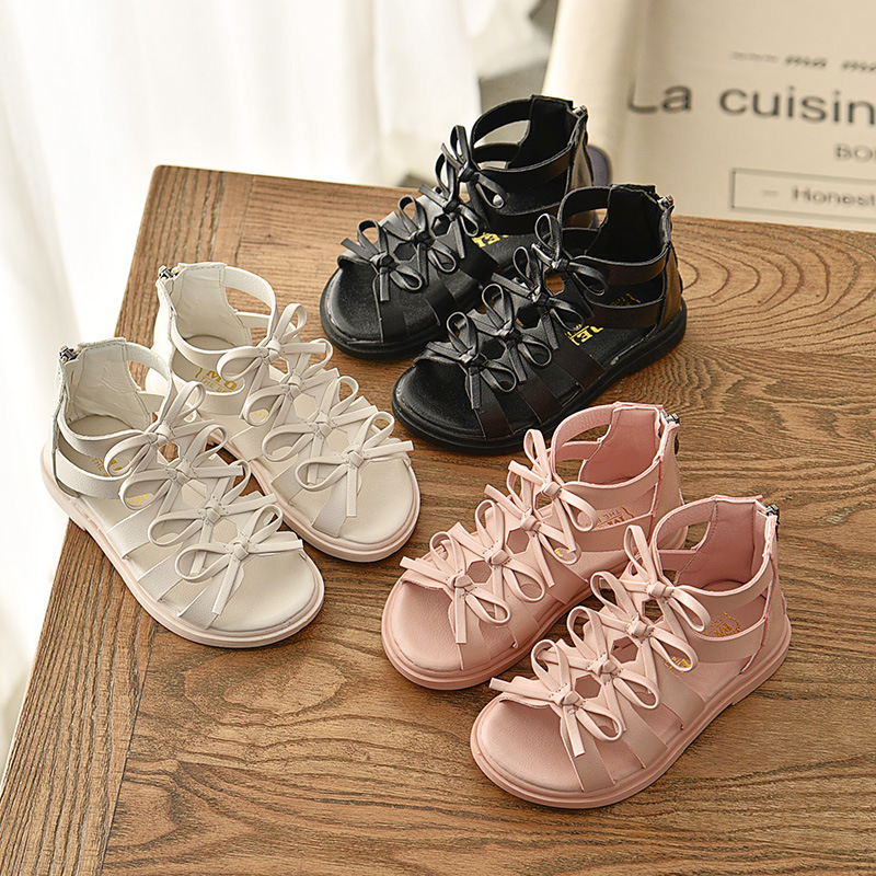 Girls' Sandals Soft Leather Roman Shoes Korean Style Children's Sandals Princess Shoes 2023 Summer New Fashion Baby Sandals