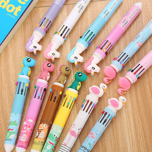 Creative stationery ten color ballpoint pen cartoon student color graffiti pen girl heart multi-color press ballpoint pen wholesale