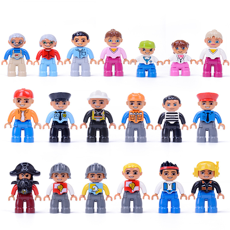 Compatible with Lego Big Particle Building Blocks Toy Doll Baby Doll Police Grandpa Grandma Mom and Dad Accessories