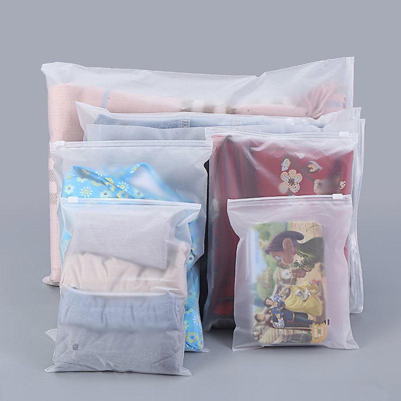 Factory wholesale thick transparent frosted pe zipper bag clothing underwear socks storage zipper bag packaging bag custom