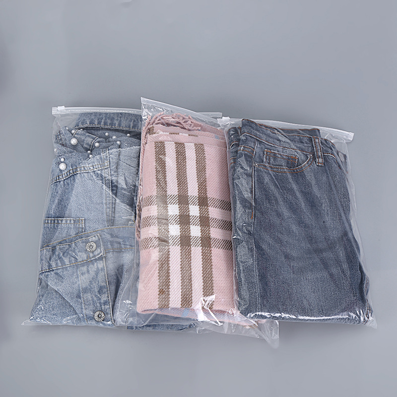 Factory wholesale thick transparent frosted pe zipper bag clothing underwear socks storage zipper bag packaging bag custom