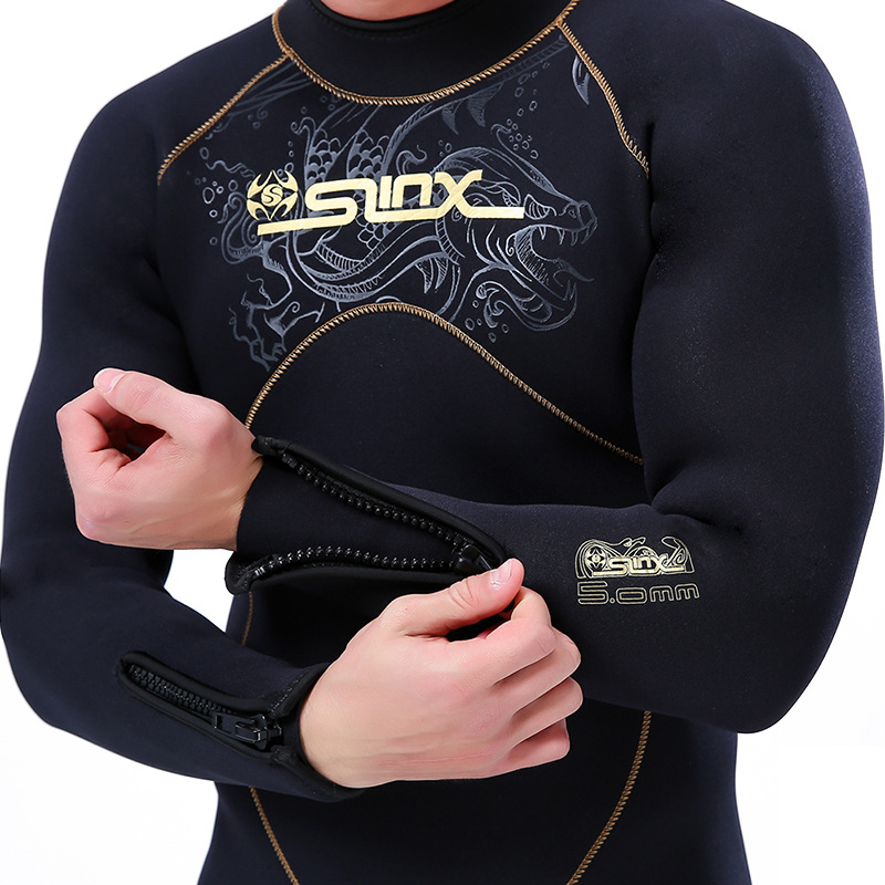 Wetsuit men's one-piece 5mm suede lining warm sun protection SLINX snorkeling suit one piece drop-shipping wetsuit wetsuit