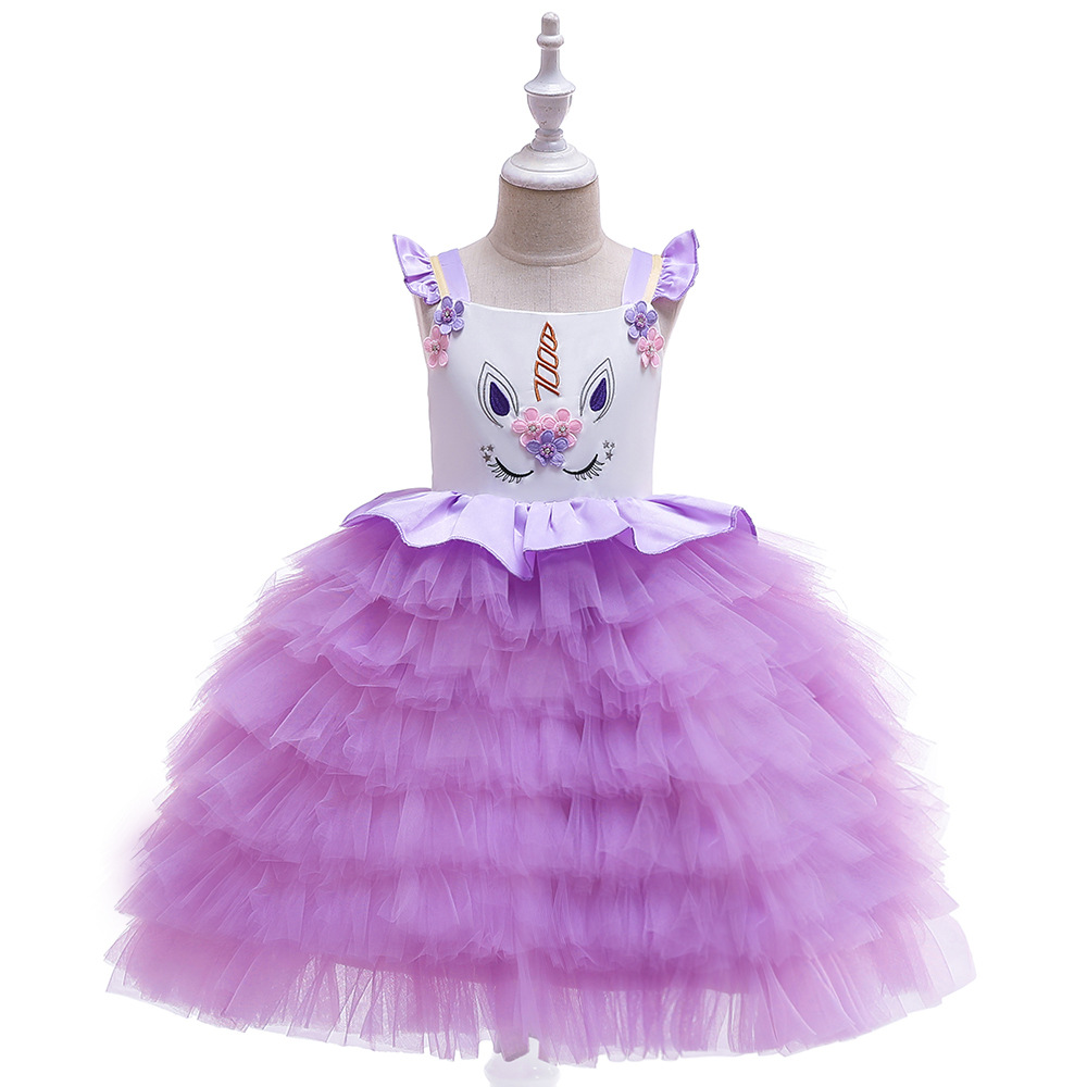 Cross-Border Women's Children's Dress Rainbow Unicorn Tail Skirt Mesh Cake Skirt Small Horse Cartoon Princess Skirt Cosplay