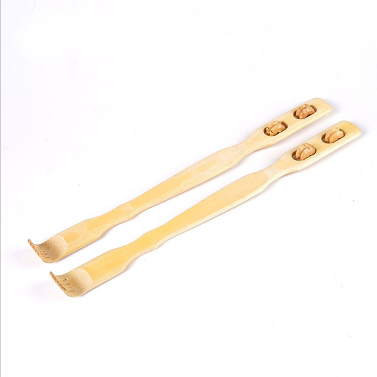 Factory bamboo double ball rolling massage does not require people to knock on the neck back stick old head music scratching tool scratching rake