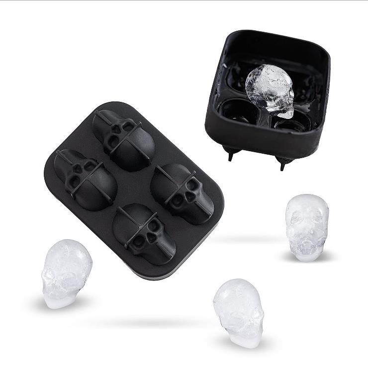 Silicone Ice Cube four-compartment bar DIY ice mold ice storage box silicone skull Ice Cube Ice Hockey Ice Cube mold