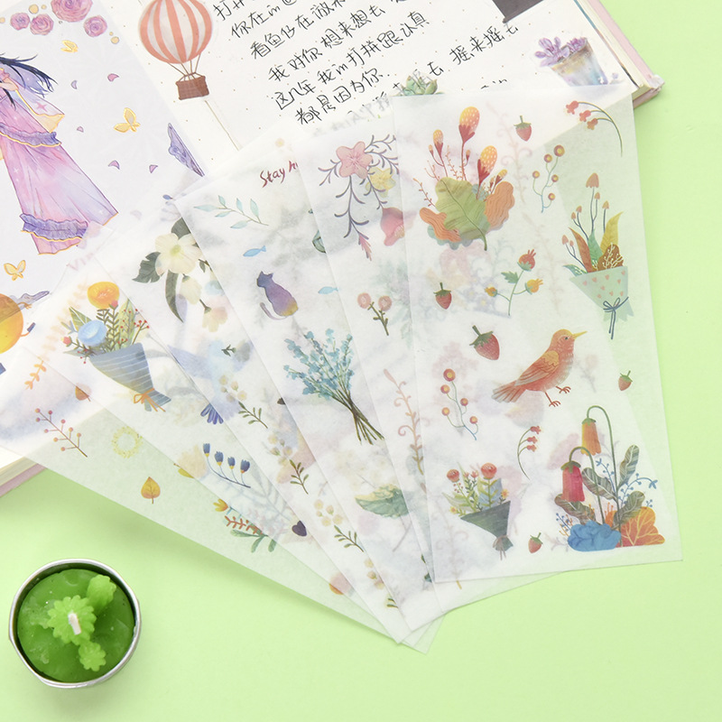 Creative hand account sticker small fresh cute girl heart diary hand account diy goo plate decorative sticker set 6