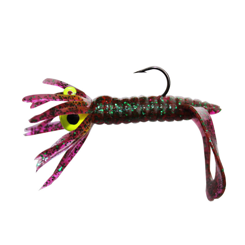 Wei and umbrella bionic soft maggot 7cm1.8g double tail flower head with lead head hook set boxed Luya soft bait wholesale
