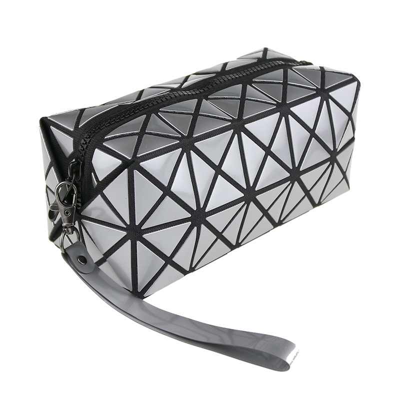 Lingge Factory Supply Women's Bag Korean Folding Creative Essential Oil Storage Bag Fashionable PVC Sequin Square Cosmetic Bag