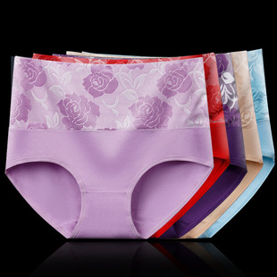 AliExpress foreign trade cotton plus size fat mm high waist underwear cotton ladies belly briefs breathable wholesale