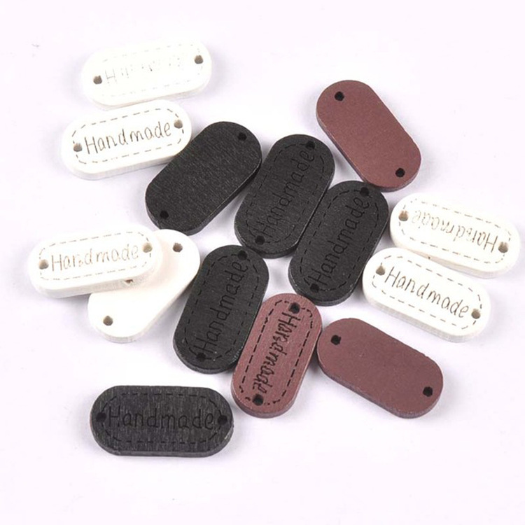 diy jewelry accessories Handmade word wooden nameplate button multicolor diverse spot wholesale