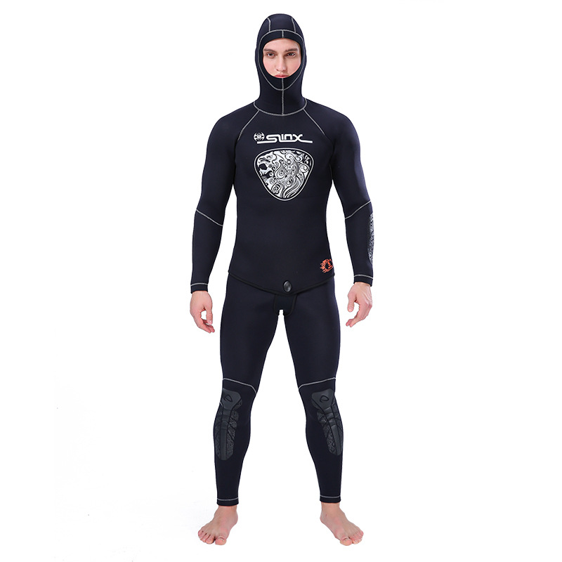 Long-sleeved split wetsuit with hood 5mm thickened SLINX wetsuit suit wetsuit two-piece fishing suit