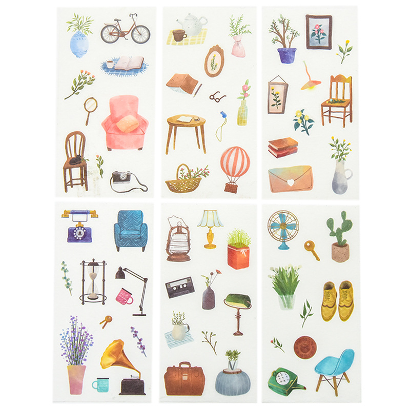 Creative hand account sticker small fresh cute girl heart diary hand account diy goo plate decorative sticker set 6