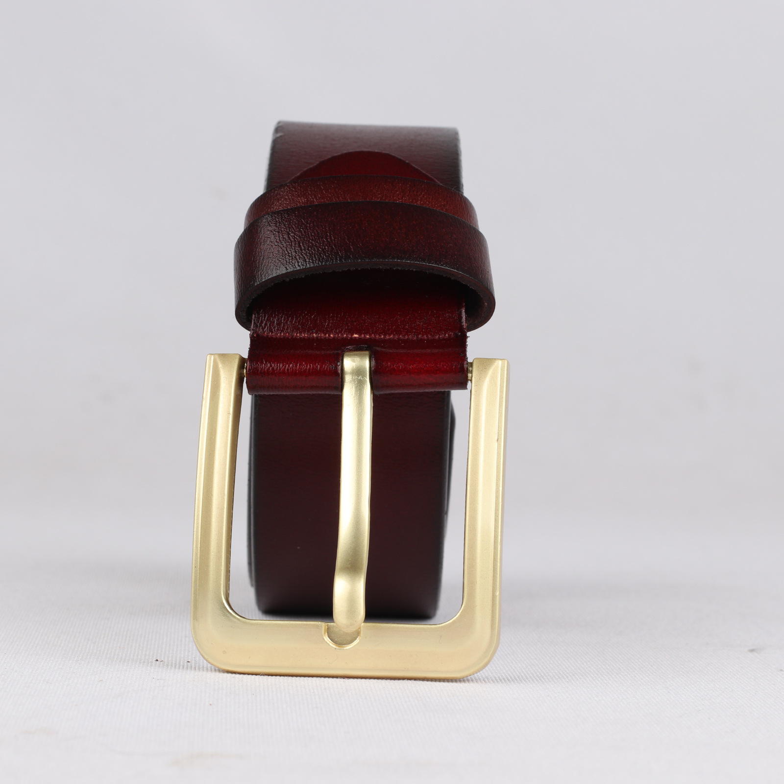 High-grade imitation copper buckle full leather belt men's extended fat fat two-layer leather retro pin buckle men's leather