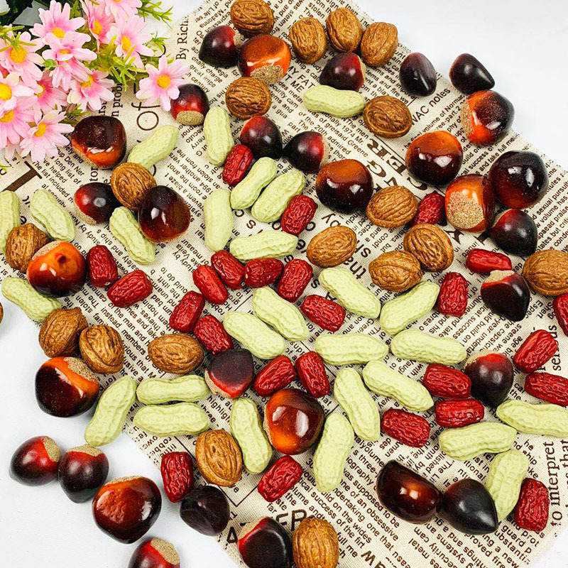 Factory supply simulation jujube peanut model plastic fake nuts chestnut walnut props home decoration photography props