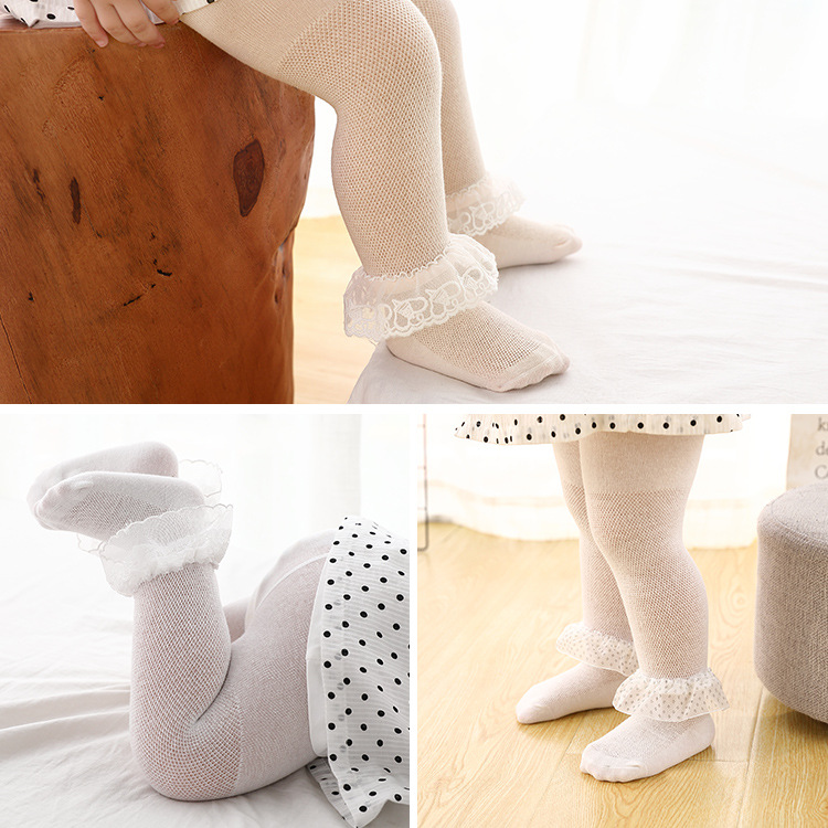 107 Children's Summer Girls Princess Style Air-conditioned Room Mesh Lace Baby Thin Breathable Bottoming Pantyhose