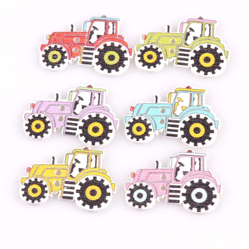 AliExpress eBay best selling wooden buttons cartoon vehicle shape printing buckle environmental protection children's toy buckle