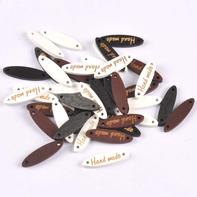 diy jewelry accessories Handmade word wooden nameplate button multicolor diverse spot wholesale