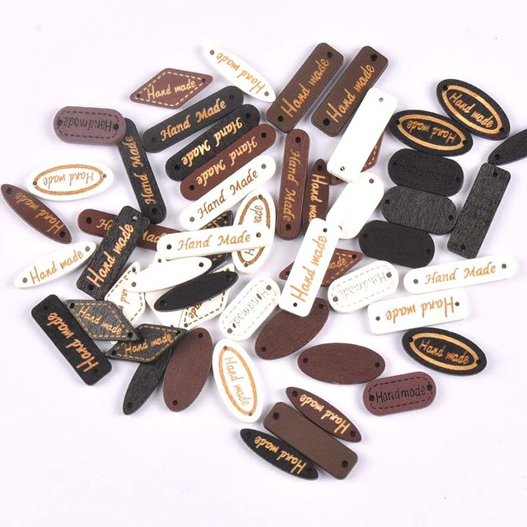 diy jewelry accessories Handmade word wooden nameplate button multicolor diverse spot wholesale