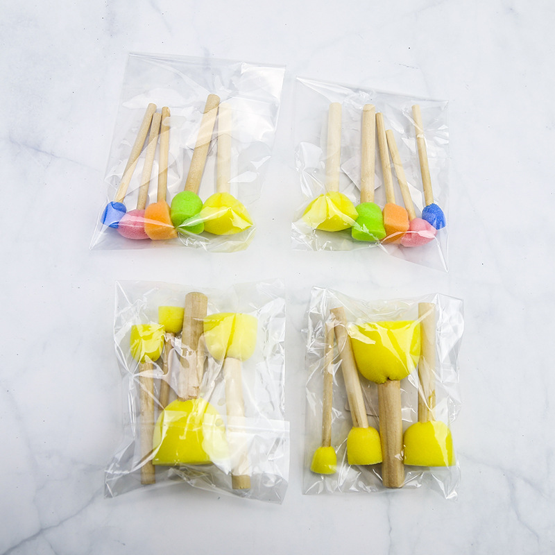 圓形海綿畫刷 兒童繪畫塗鴉工具蘑菇頭印章幼兒園DIY拓印畫畫筆刷