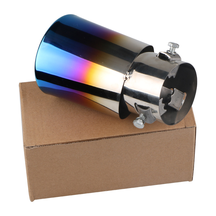 Automobile universal tail throat exhaust pipe baked blue stainless steel universal car decoration modification muffler accessories