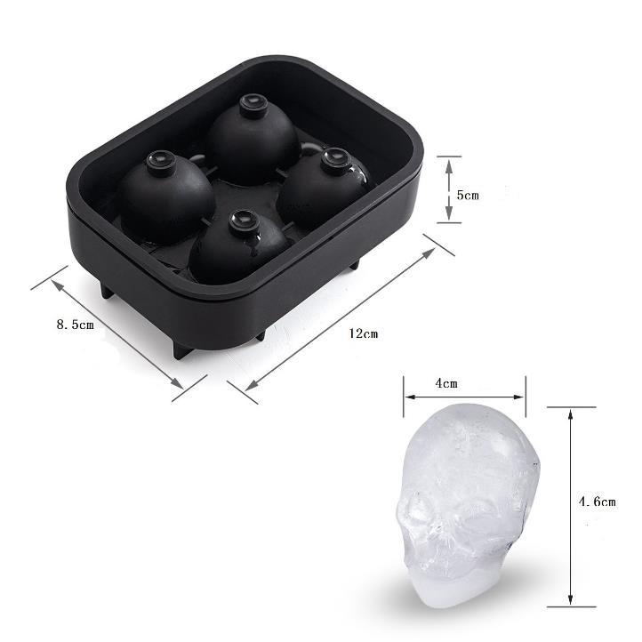 Silicone Ice Cube four-compartment bar DIY ice mold ice storage box silicone skull Ice Cube Ice Hockey Ice Cube mold