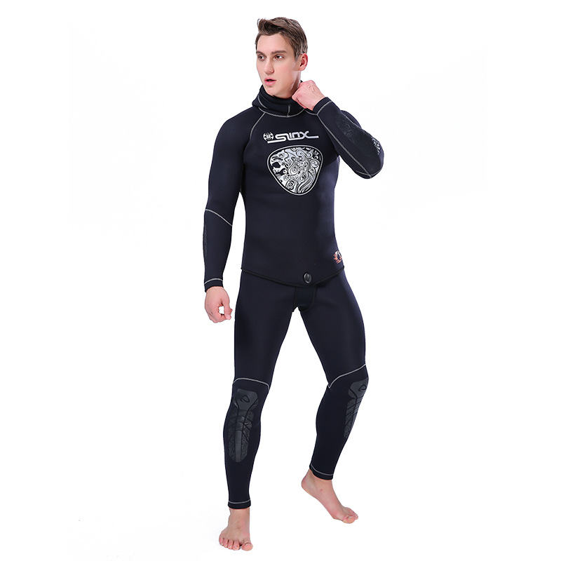 Long-sleeved split wetsuit with hood 5mm thickened SLINX wetsuit suit wetsuit two-piece fishing suit