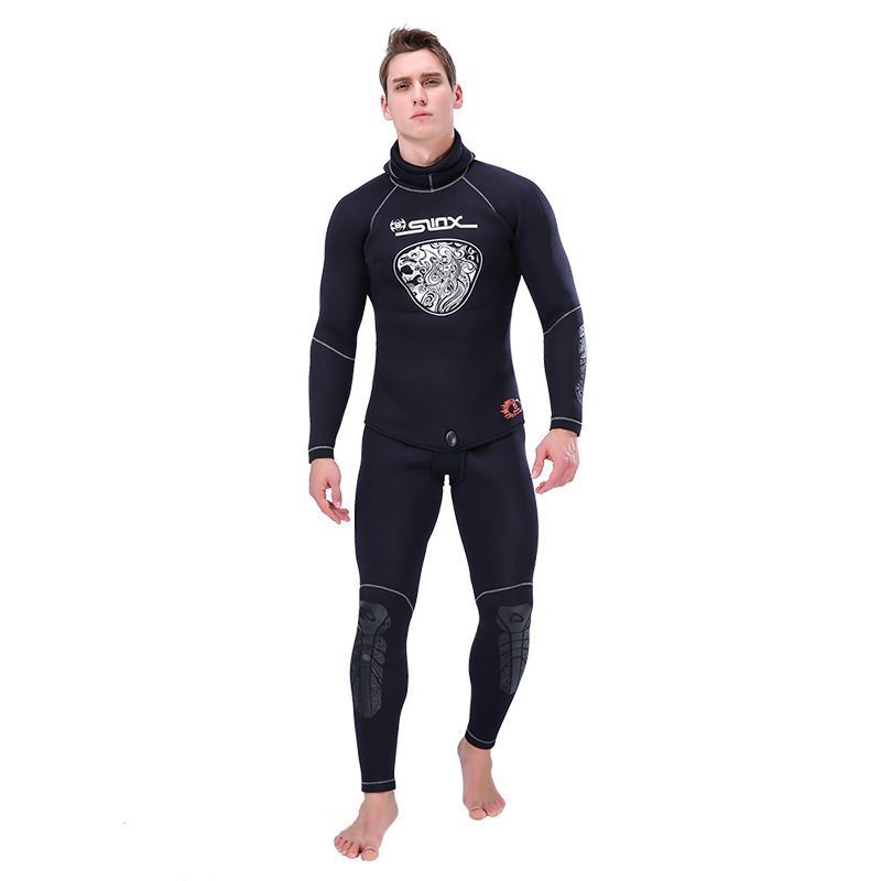 Long-sleeved split wetsuit with hood 5mm thickened SLINX wetsuit suit wetsuit two-piece fishing suit