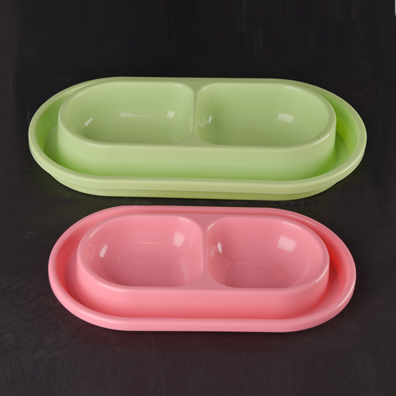 Troublemaker factory direct plastic pet dog bowl double bowl pet bowl anti-ant dog bowl tableware