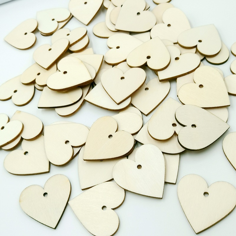 Spot wholesale love wood chips heart-shaped accessories diy wedding decoration wood chips children graffiti White embryo peach heart wood chips
