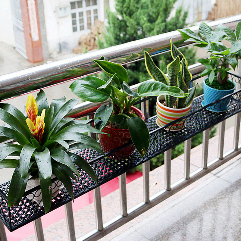 Wrought iron outdoor flower stand balcony potted plant hanging flower stand hanging plant pot stand window sill green railing flower stand