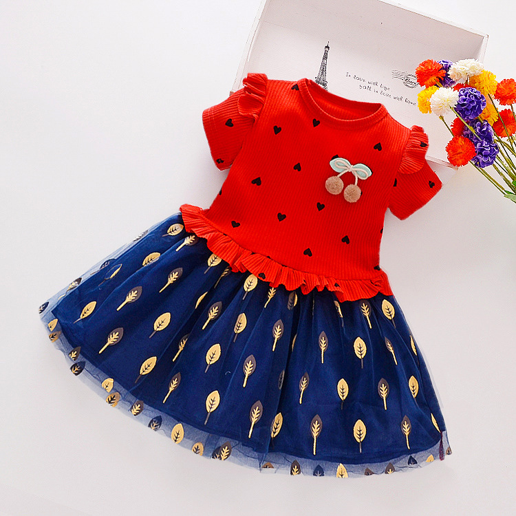 Baby skirt girls' dress 2024 Summer new style floral children's skirt western style short sleeve children's dress
