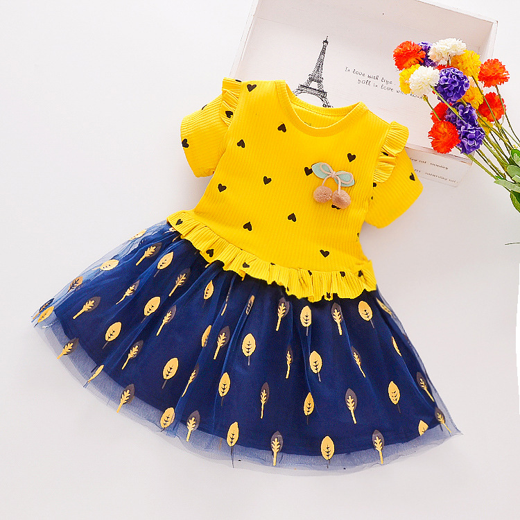 Baby skirt girls' dress 2024 Summer new style floral children's skirt western style short sleeve children's dress