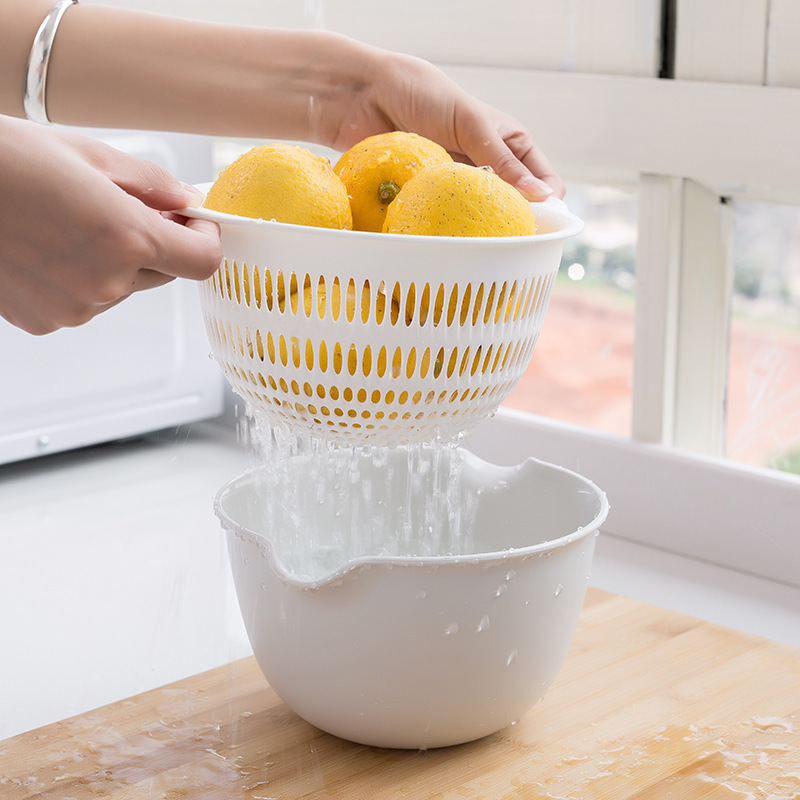 和風二層水切りバスケットフルーツプレート小型プラスチック野菜バスケットキッチンリビングルーム用|undefined