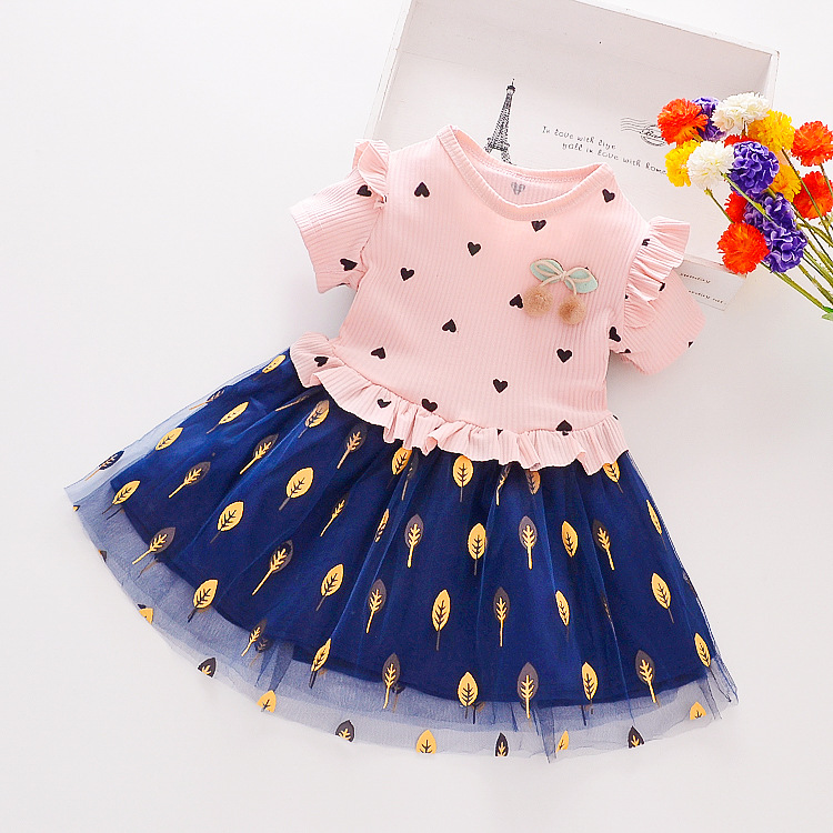 Baby skirt girls' dress 2024 Summer new style floral children's skirt western style short sleeve children's dress