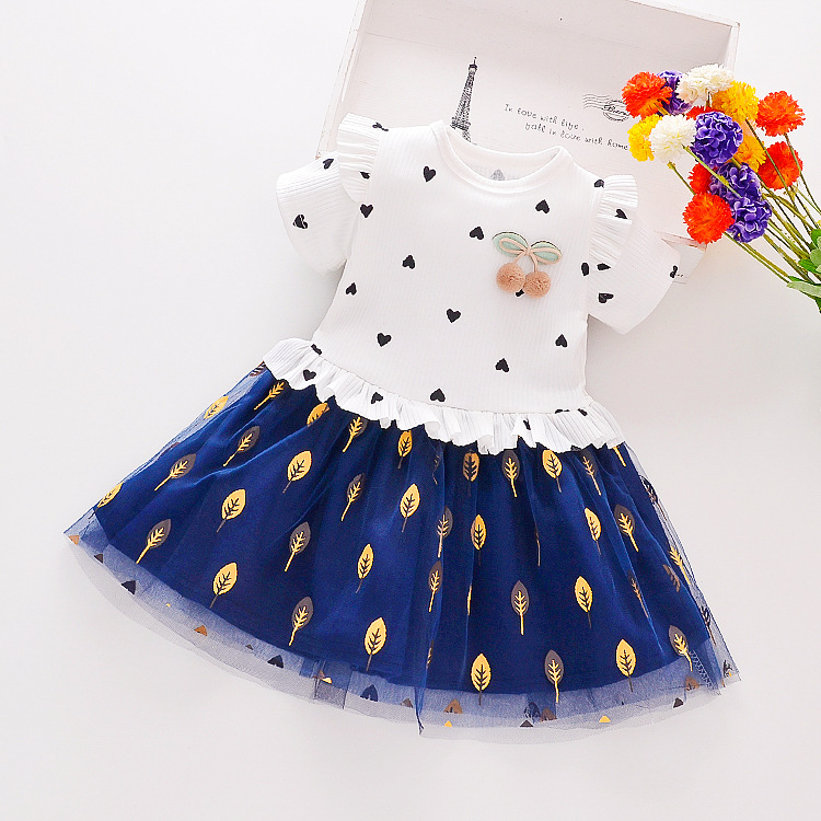 Baby skirt girls' dress 2024 Summer new style floral children's skirt western style short sleeve children's dress