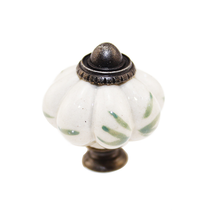 Chinese classical style hand-painted ceramic blue and white porcelain pumpkin handle classical door handle twist drawer cabinet single hole handle