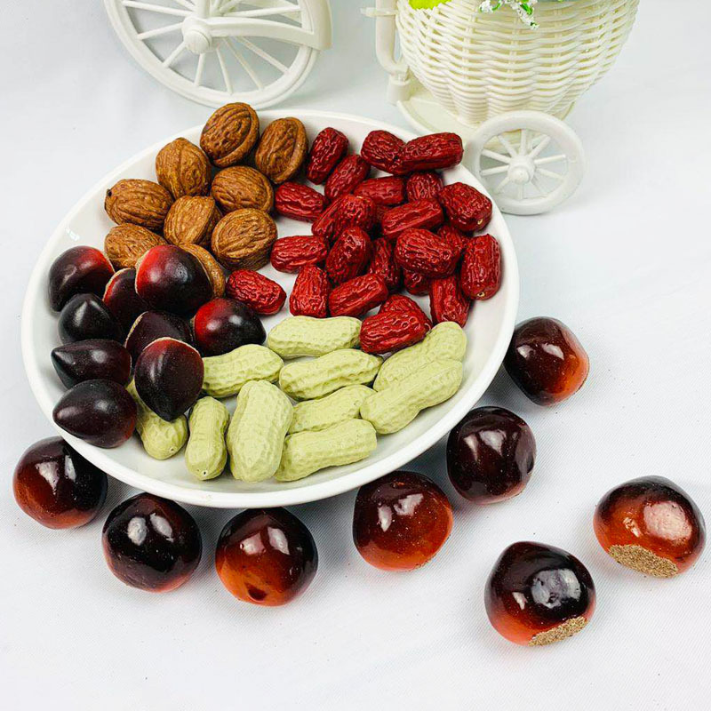 Factory supply simulation jujube peanut model plastic fake nuts chestnut walnut props home decoration photography props