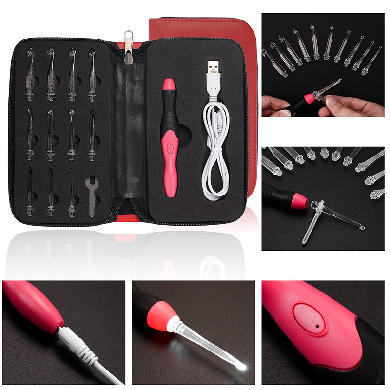 Ledかぎ針アマゾン製品led発光かぎ針11-1usb充電crochet hooks|undefined