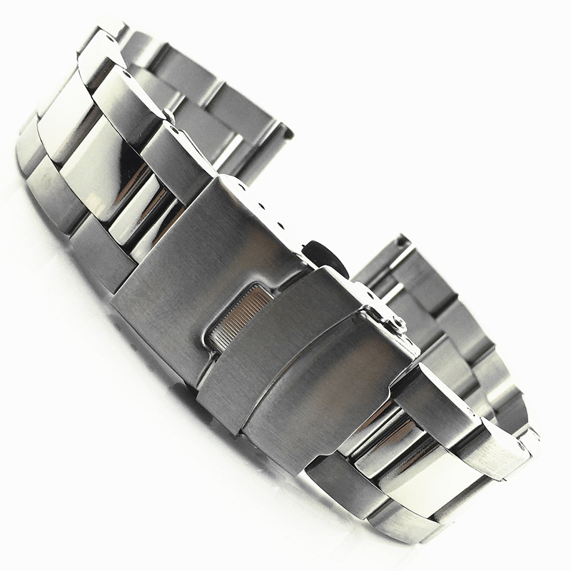 Three beads solid stainless steel strap double safety buckle diving bracelet black steel strap 20 22 24 26 28mm