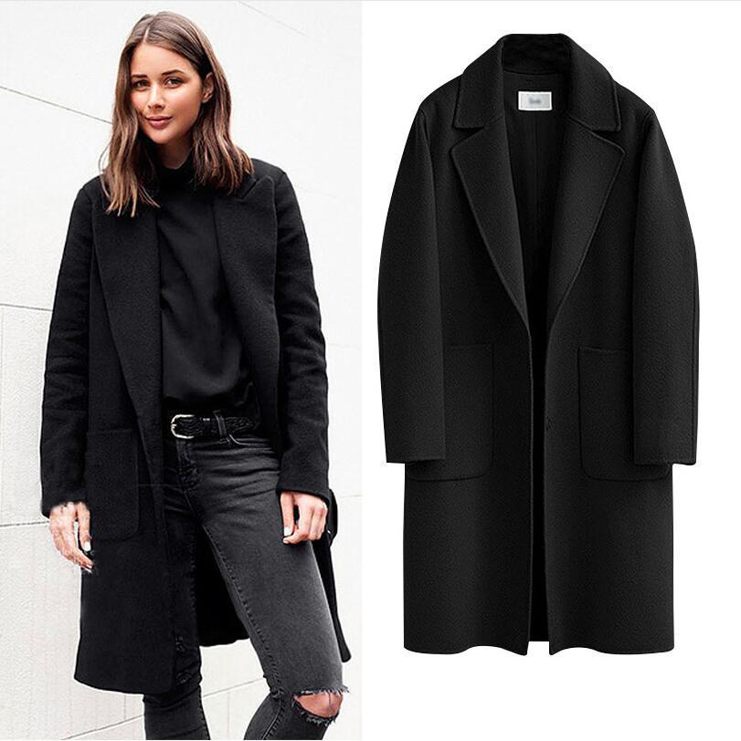 Cross-border 2021 autumn and winter double-sided tweed European and American women's new woolen coat long loose woolen coat women