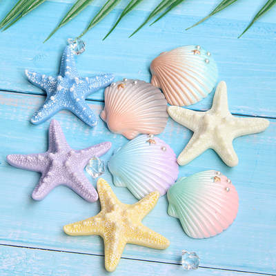 Large simulation starfish gradient color shell resin marine series accessories DIY shoe buckle accessories hole shoes accessories