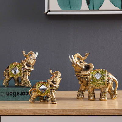 Thailand Resin Crafts Elephant New Household Products Three Elephants Creative ins Decorations Elephant Ornaments