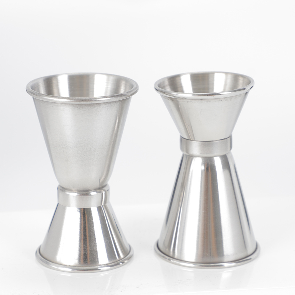 Factory Direct Supply 15/30 ml Double Head Stainless Steel Crimped Measuring Cup Metal Oz Mixing Cup