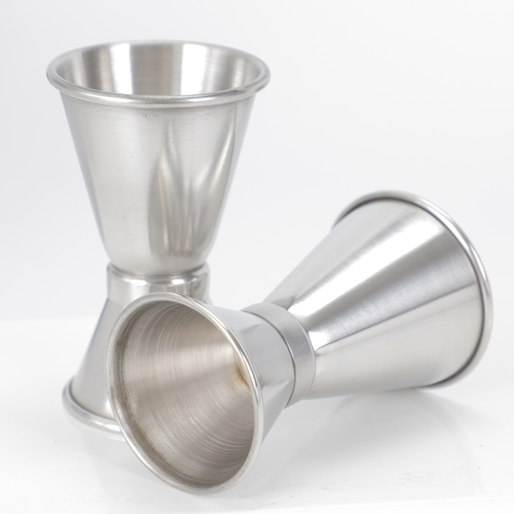 Factory Direct Supply 15/30 ml Double Head Stainless Steel Crimped Measuring Cup Metal Oz Mixing Cup