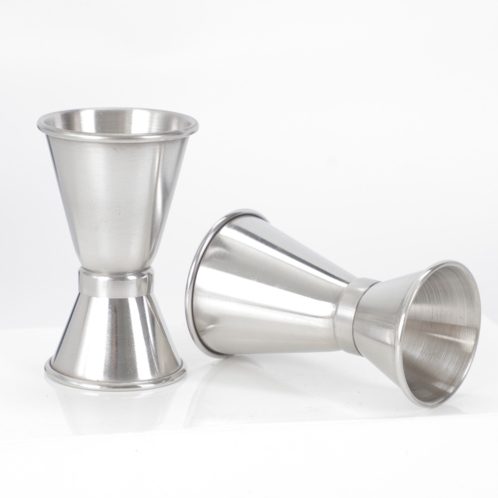 Factory Direct Supply 15/30 ml Double Head Stainless Steel Crimped Measuring Cup Metal Oz Mixing Cup