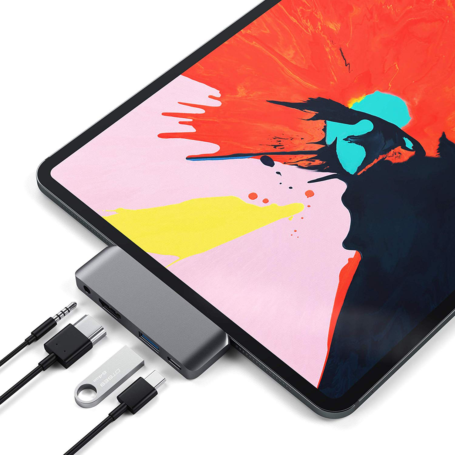 For ipad pro hub USB-C to HDMI +3.5 + usb + pd hub type-c docking station