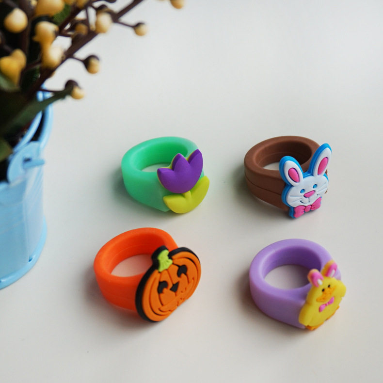 pvc children's cartoon ring South Korea Korean diy ring silicone ring Christmas Halloween Party Ring
