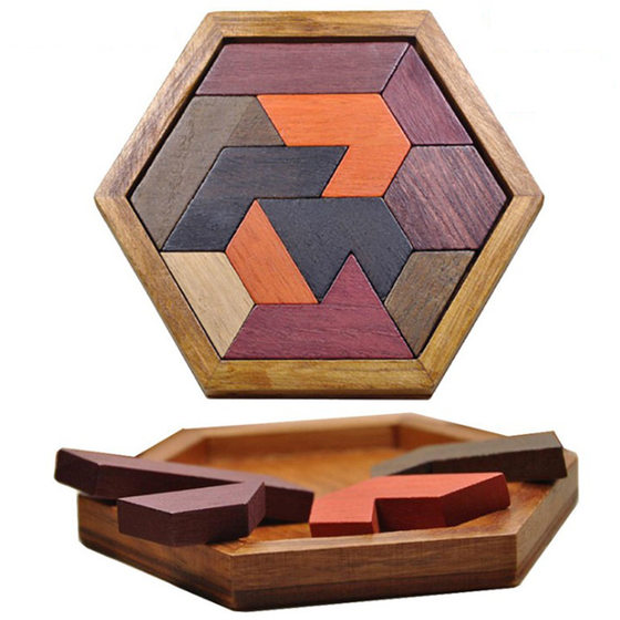 Hexagon shaped chess jigsaw puzzle mind-wrenching 11 blocks jigsaw puzzle board classical educational toys for children