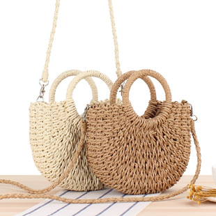 A generation of simple ins-style popular semicircle woven bag seaside beach handbag holiday women's messenger bag