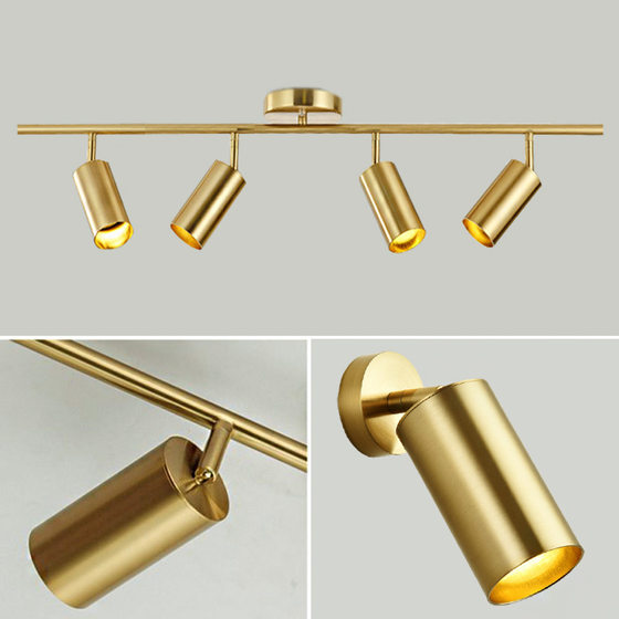 Golden spotlights Nordic style living room cafe bar restaurant cloakroom ceiling mounted track lights
